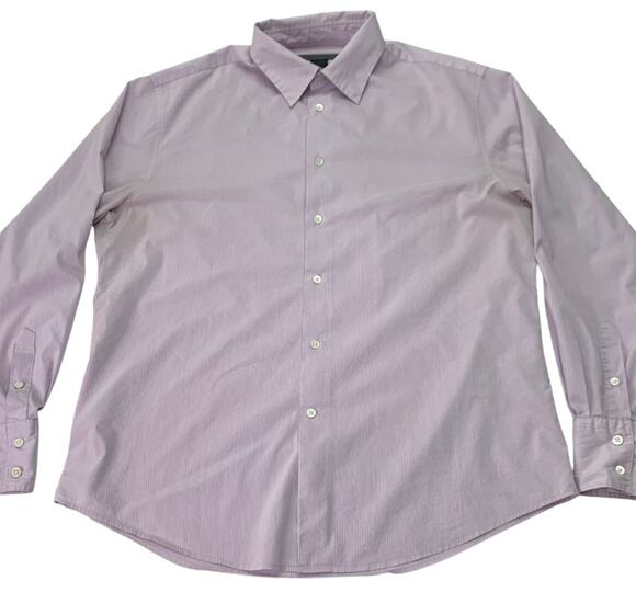 John Varvatos Other - John Varvatos Mens Sz Large Purple White Striped Long Sleeve Button Up Shirt